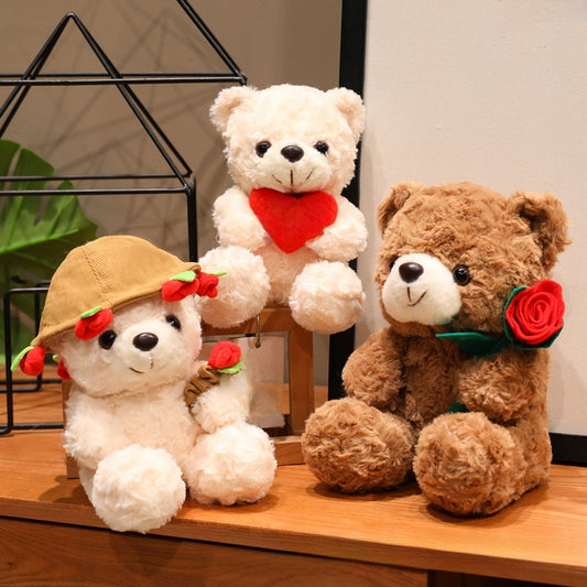 Rose teddy bear – cuddly gift bear with roses
