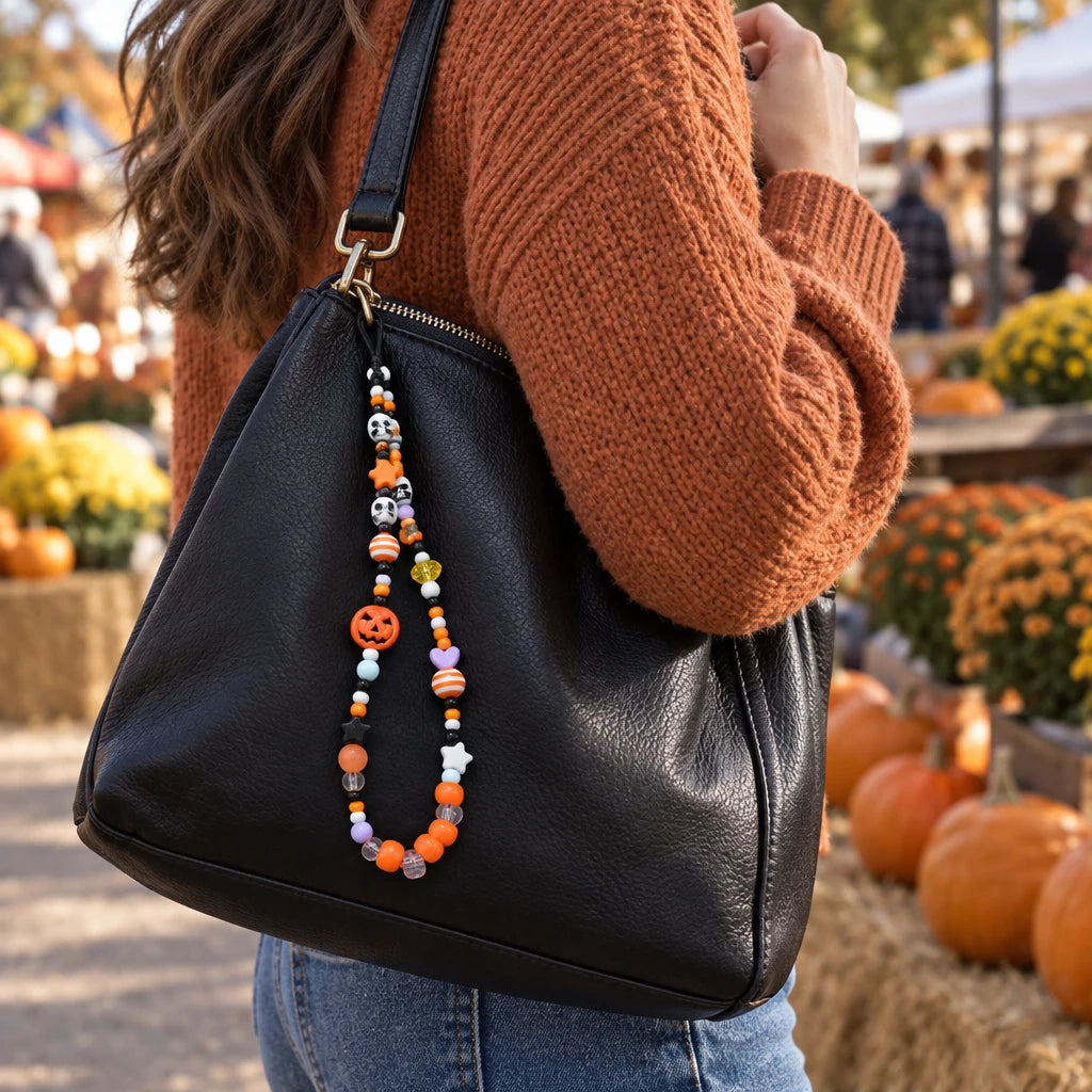 Pumpkin Skull Beaded Phone Charm Chain