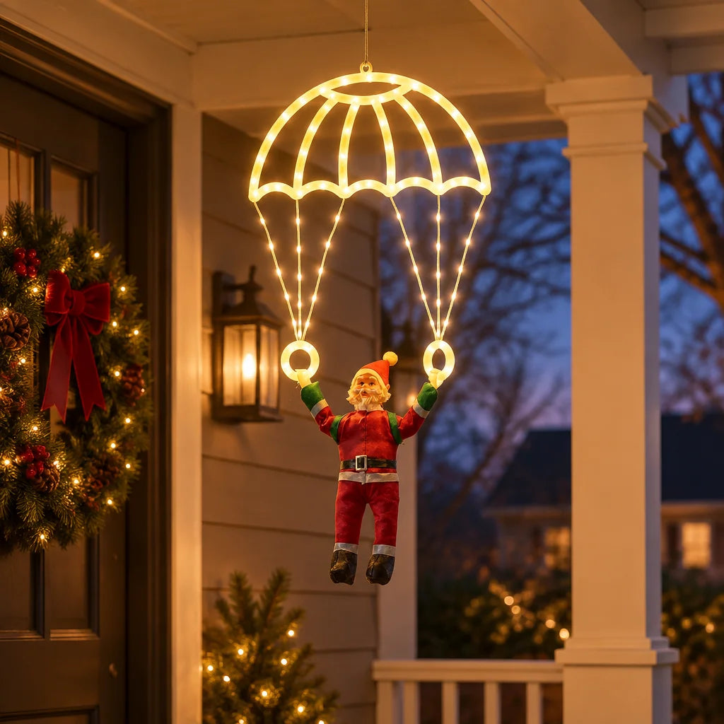 Skyward parachute pendant charm – glowing LED Christmas hanging ornament