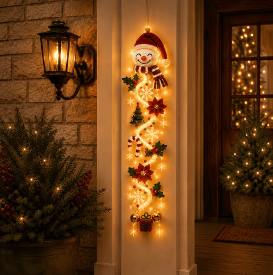 Glowing Christmas Door Hanger – light-up wooden Christmas door decoration