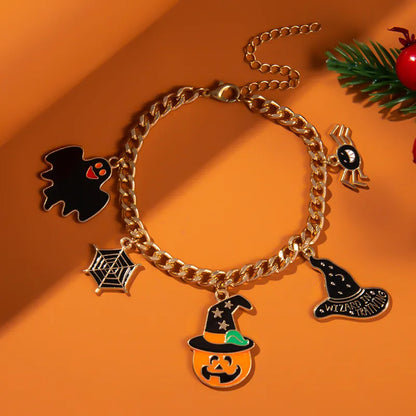 Witchy gold chain Halloween charm bracelet