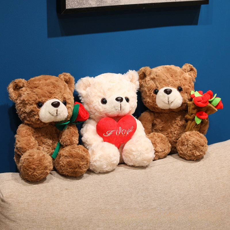 Rose teddy bear – cuddly gift bear with roses
