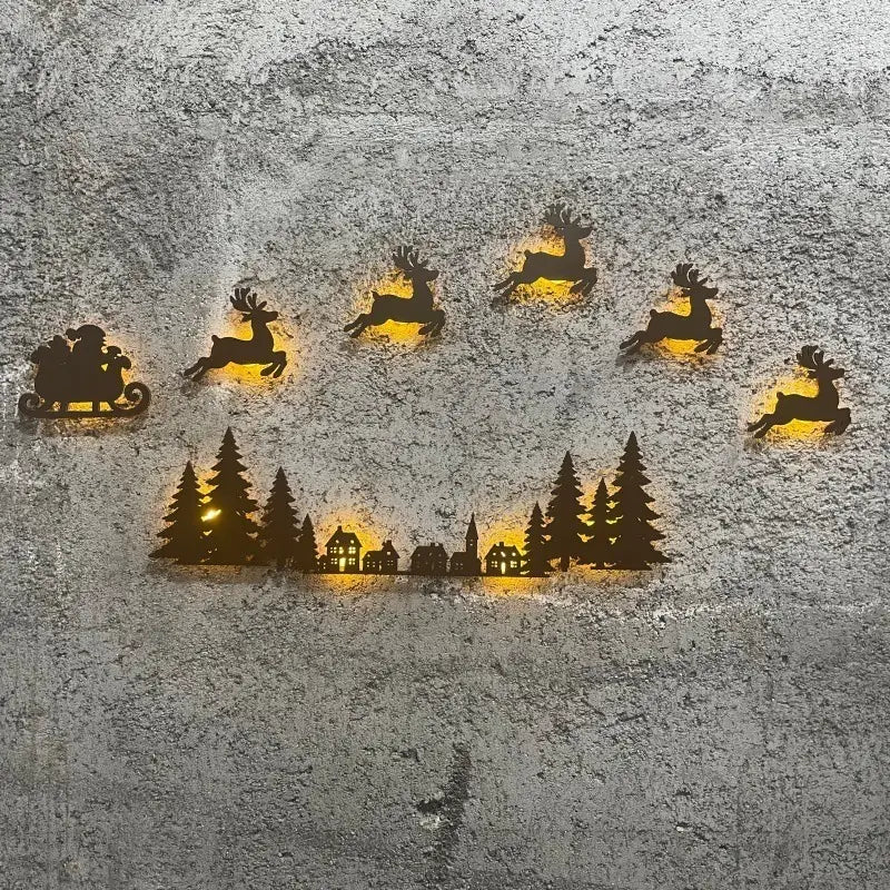 Rustic wooden Santa sleigh and reindeer Christmas ornament – holiday wall and tree decor