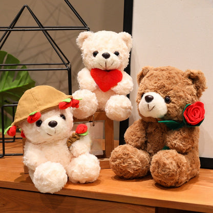 Rose teddy bear – cuddly gift bear with roses