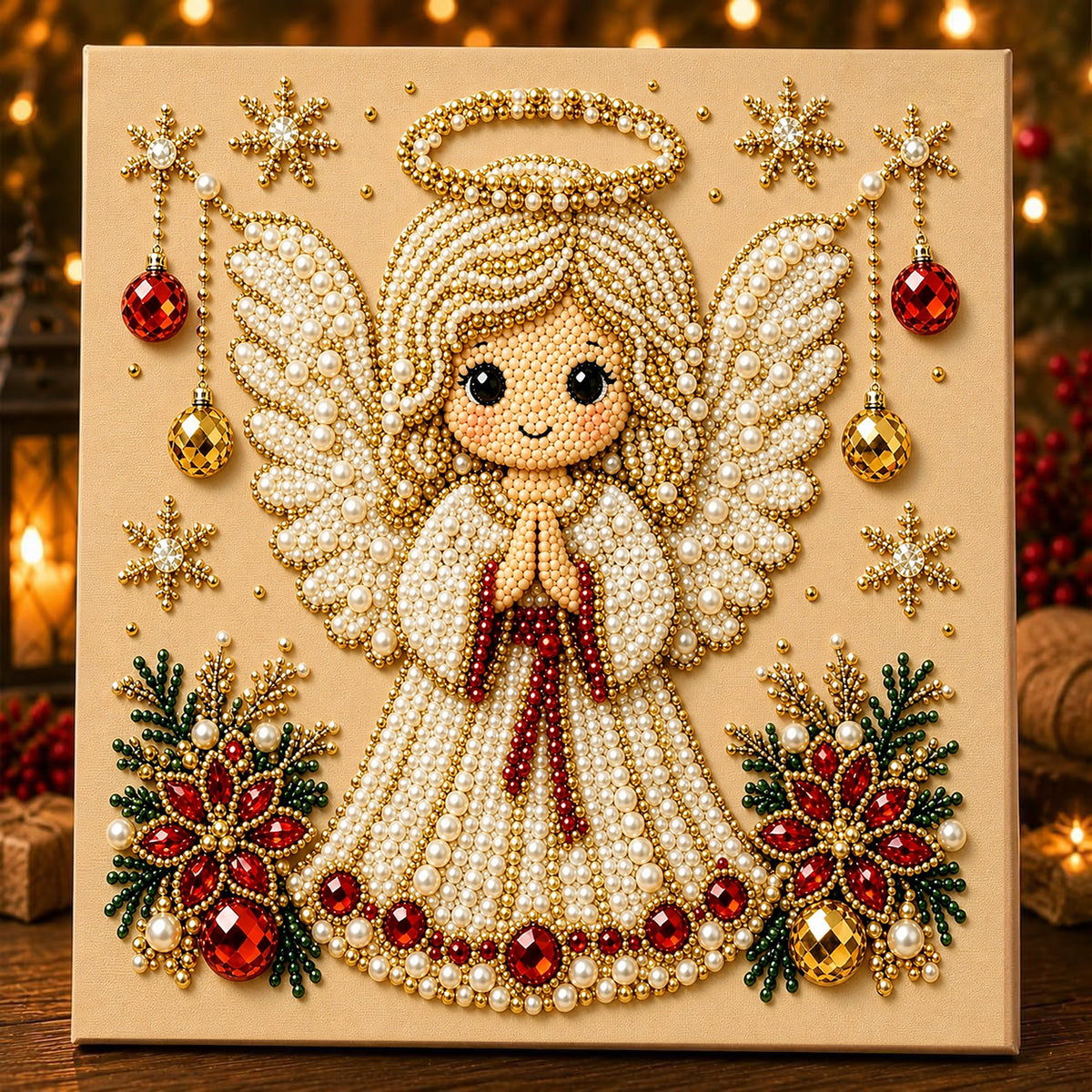 Sparkling angel bell Christmas diamond painting kit – DIY holiday craft