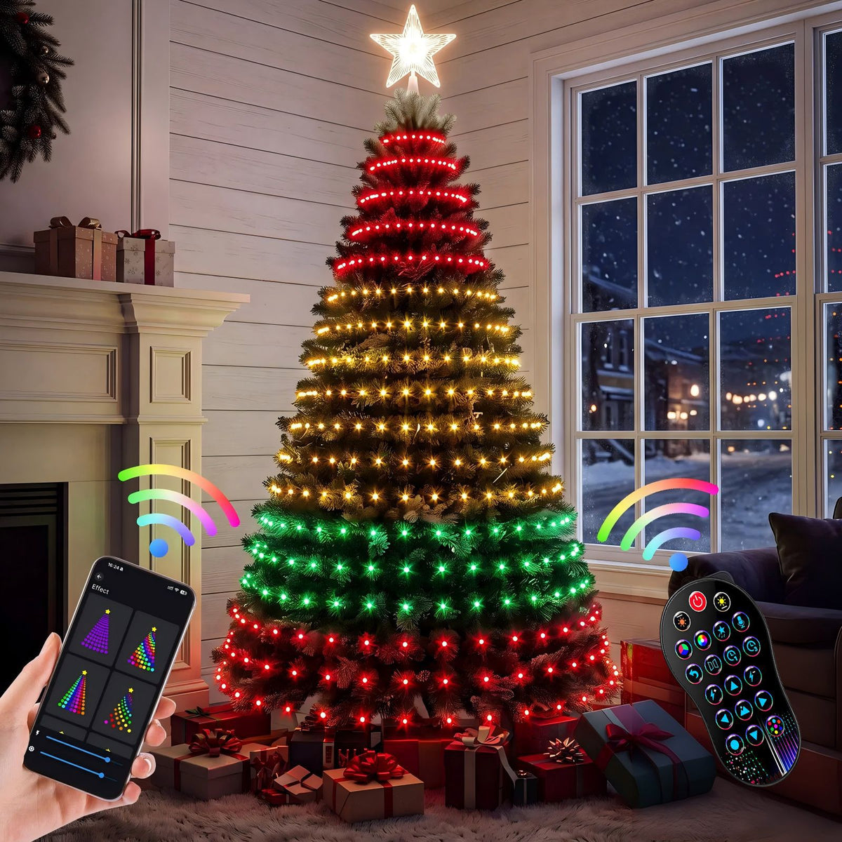 Smart remote Christmas tree LED lights – programmable USB string lights
