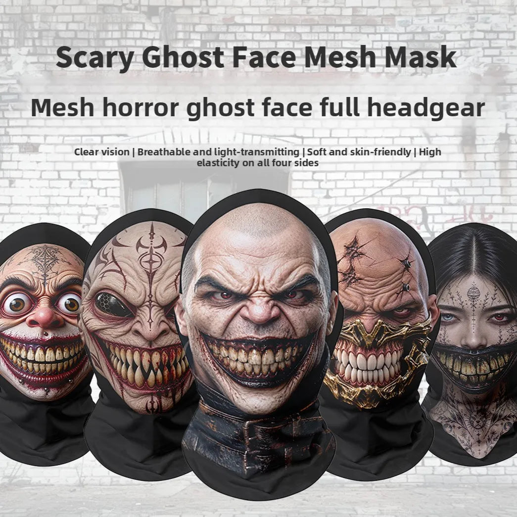 Terrifying full-head Halloween mesh mask – scary Halloween costume mask