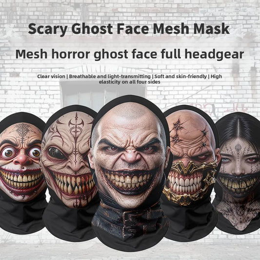 Terrifying full-head Halloween mesh mask – scary Halloween costume mask