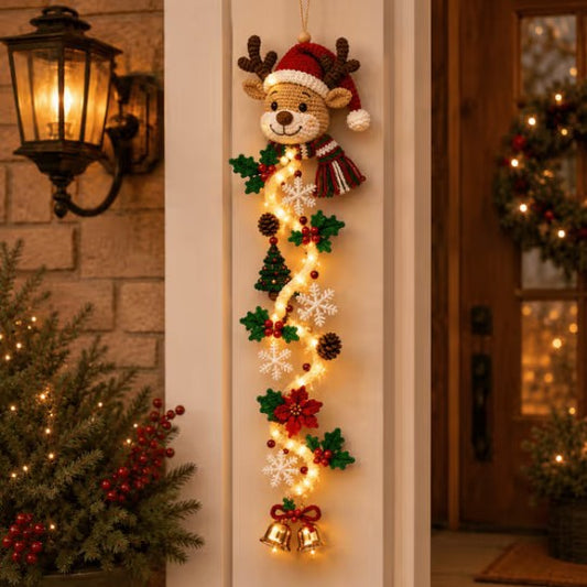 Glowing Christmas Door Hanger – light-up wooden Christmas door decoration