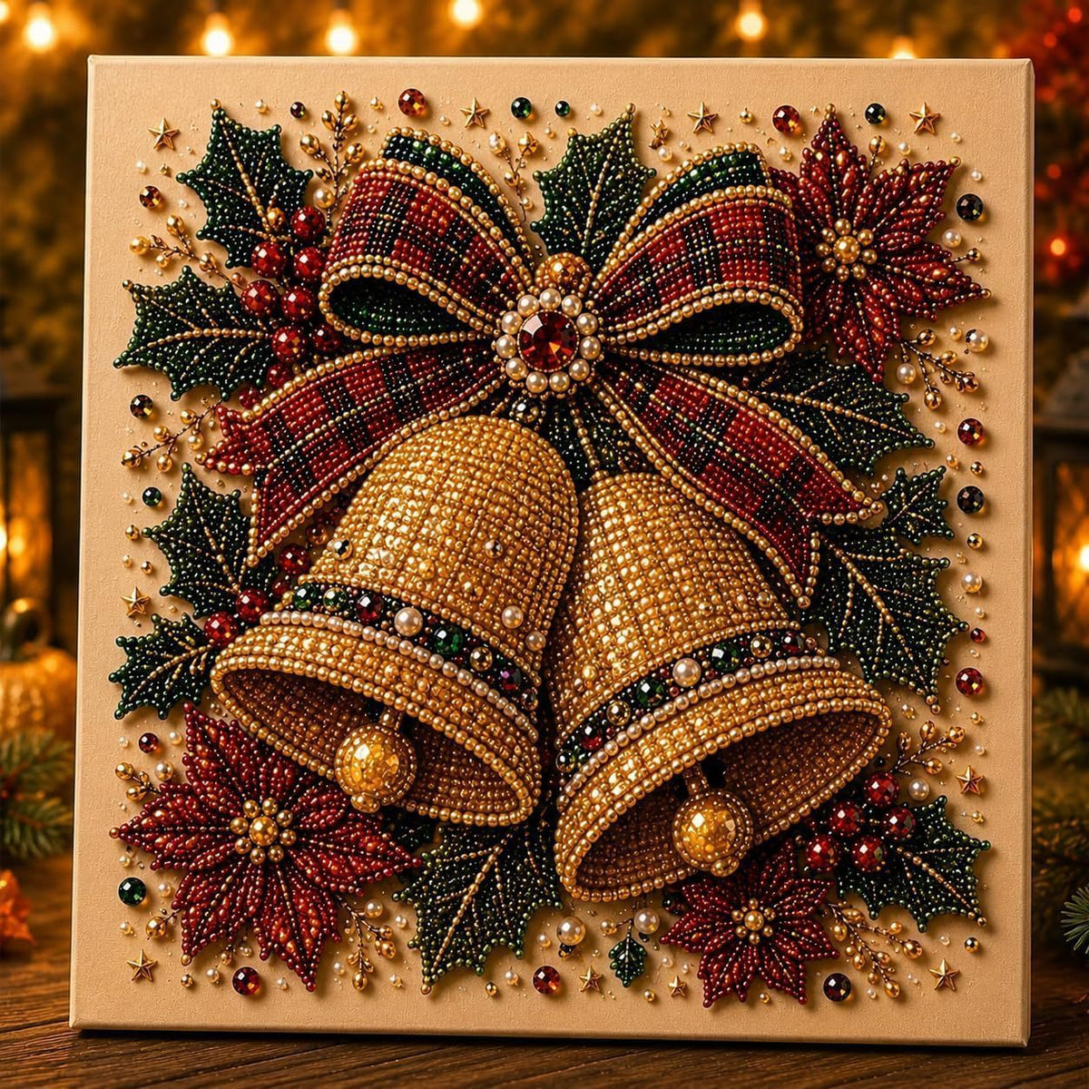 Sparkling angel bell Christmas diamond painting kit – DIY holiday craft