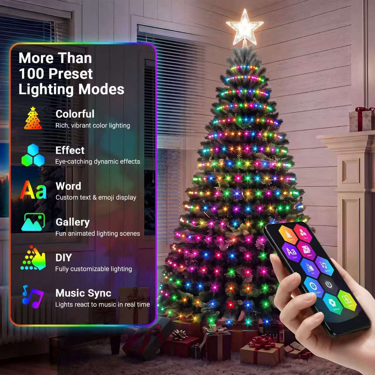 Smart remote Christmas tree LED lights – programmable USB string lights