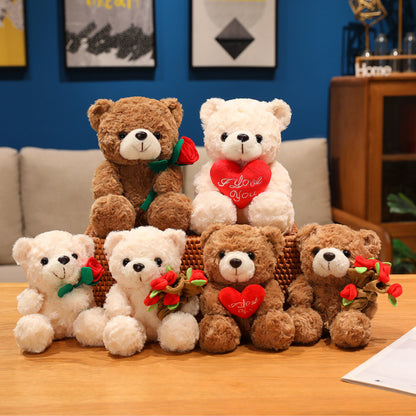 Rose teddy bear – cuddly gift bear with roses