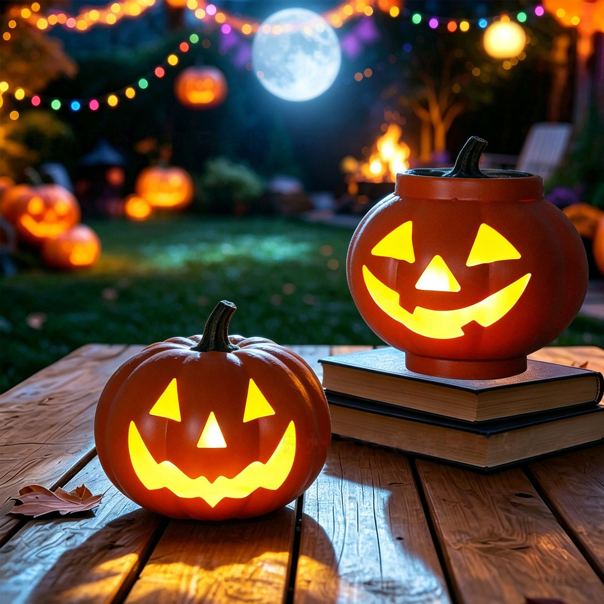 Glowing pumpkin solar lantern – Halloween garden decor