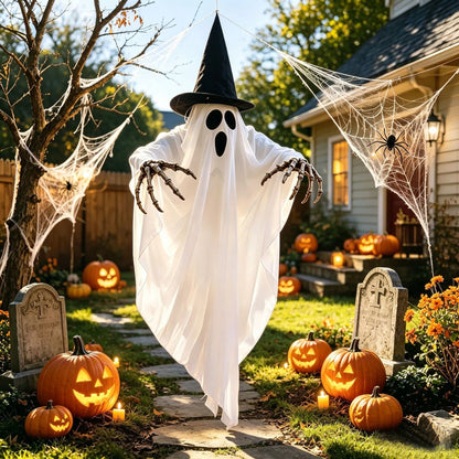 Giant glowing skeleton ghost Halloween decoration