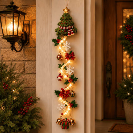 Glowing Christmas Door Hanger – light-up wooden Christmas door decoration