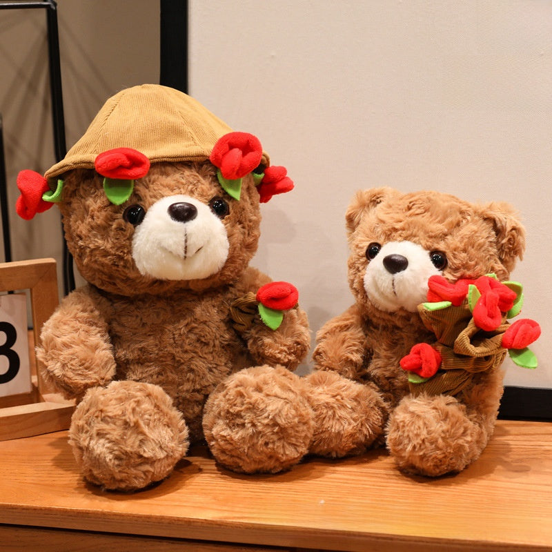 Rose teddy bear – cuddly gift bear with roses