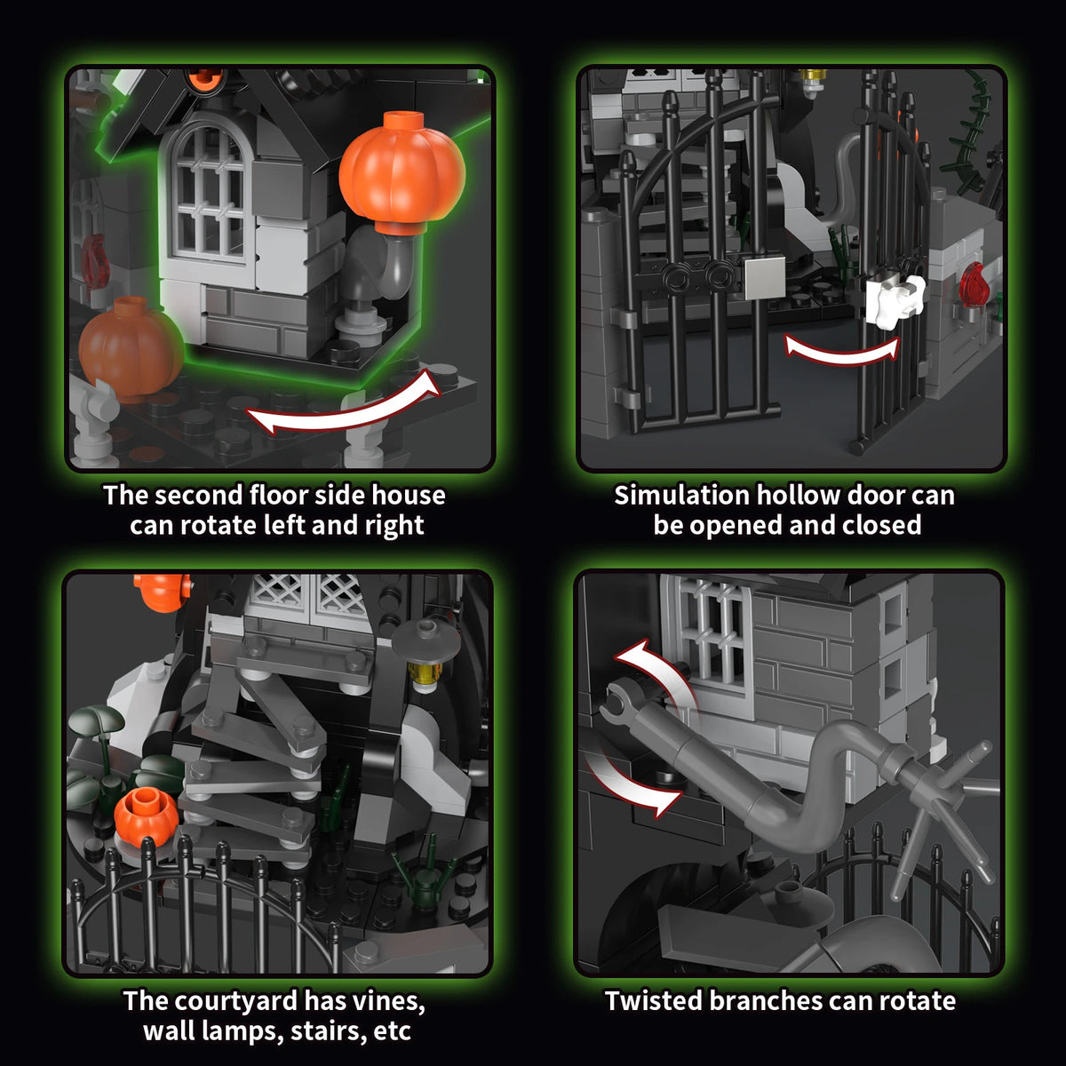 Haunted pumpkin mansion Halloween building block set – 598-piece kit
