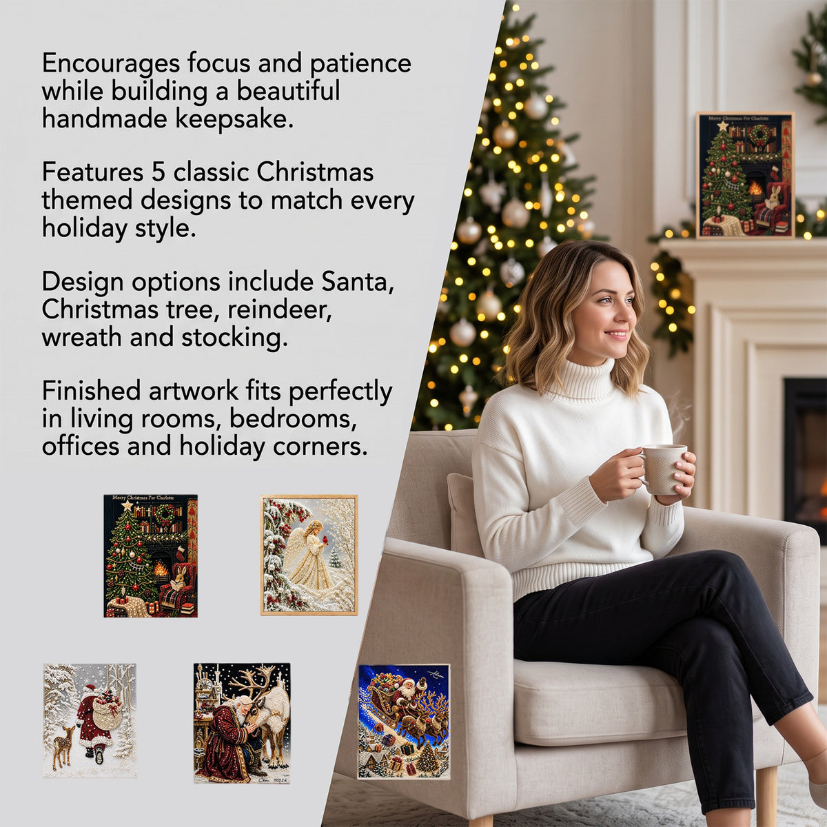 3D diamond art Christmas décor kit – DIY diamond painting holiday craft