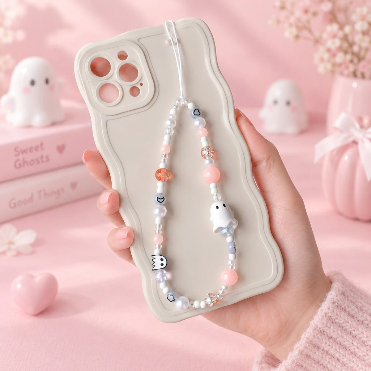 Pumpkin skull beaded Halloween phone charm chain