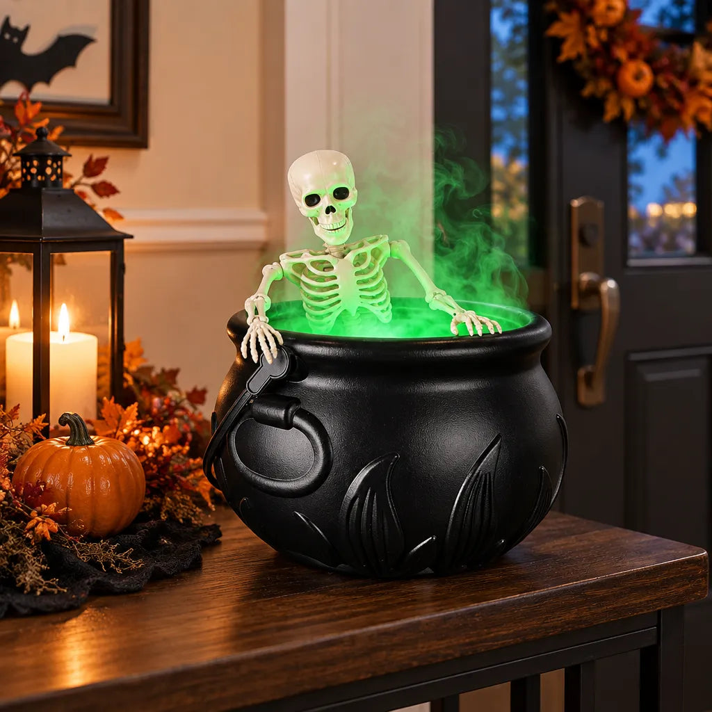 Flame witch cauldron bucket Halloween decoration