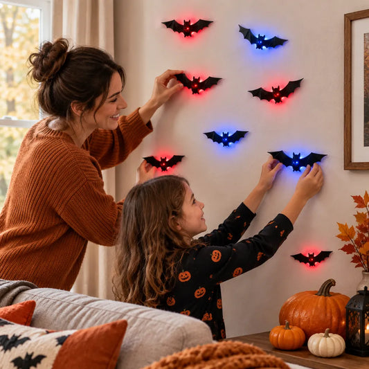 Spooky 3D LED bat wall light set – Halloween wall decor