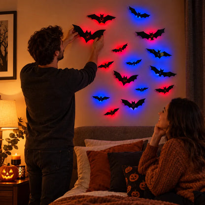 Spooky 3D LED bat wall light set – Halloween wall decor