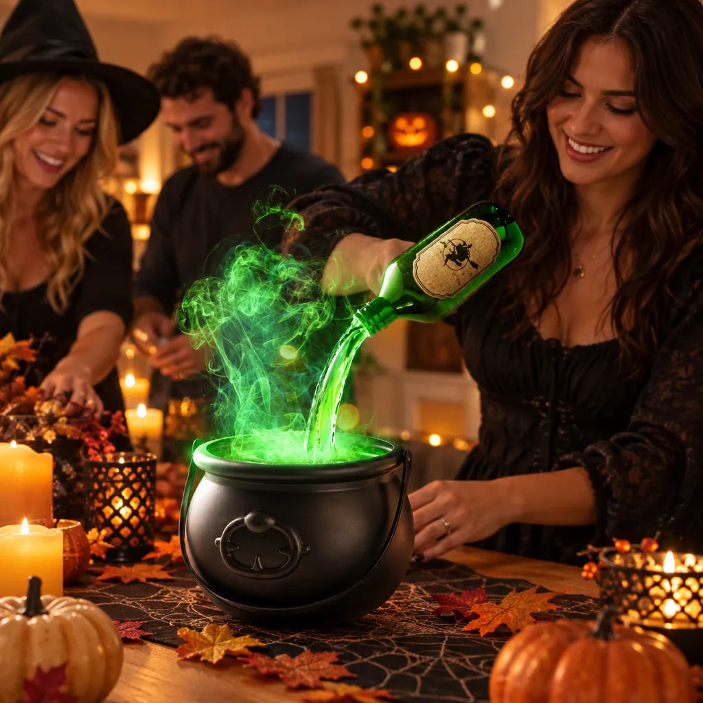 Flame witch cauldron bucket Halloween decoration