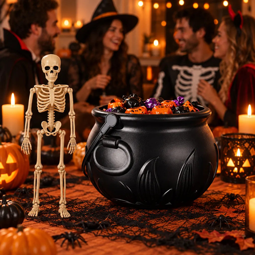 Flame witch cauldron bucket Halloween decoration