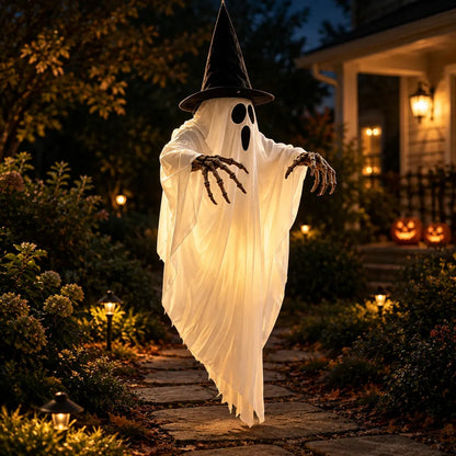Giant glowing skeleton ghost Halloween decoration