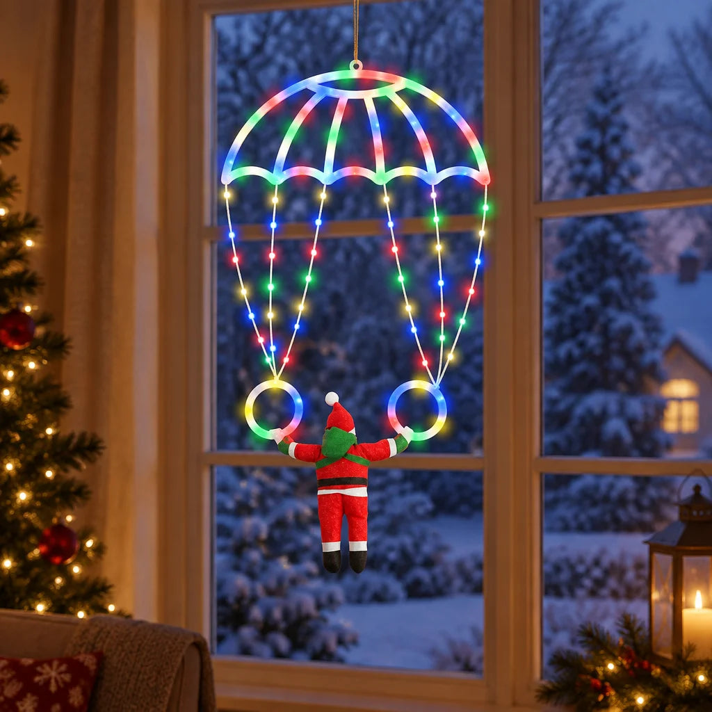 Skyward parachute pendant charm – glowing LED Christmas hanging ornament