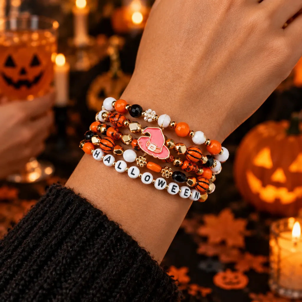 Spooky Charm Halloween Beaded Bracelet