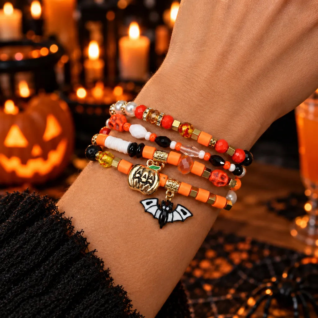 Spooky Charm Halloween Beaded Bracelet