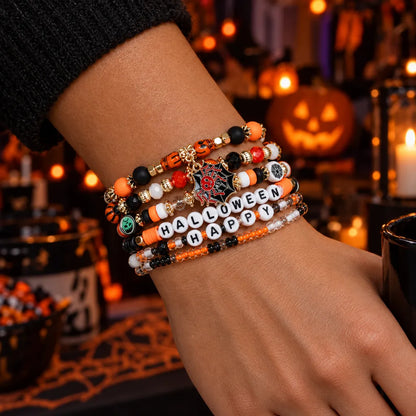 Spooky Charm Halloween Beaded Bracelet