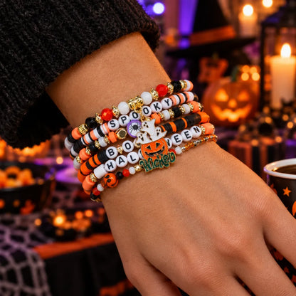 Spooky Charm Halloween Beaded Bracelet