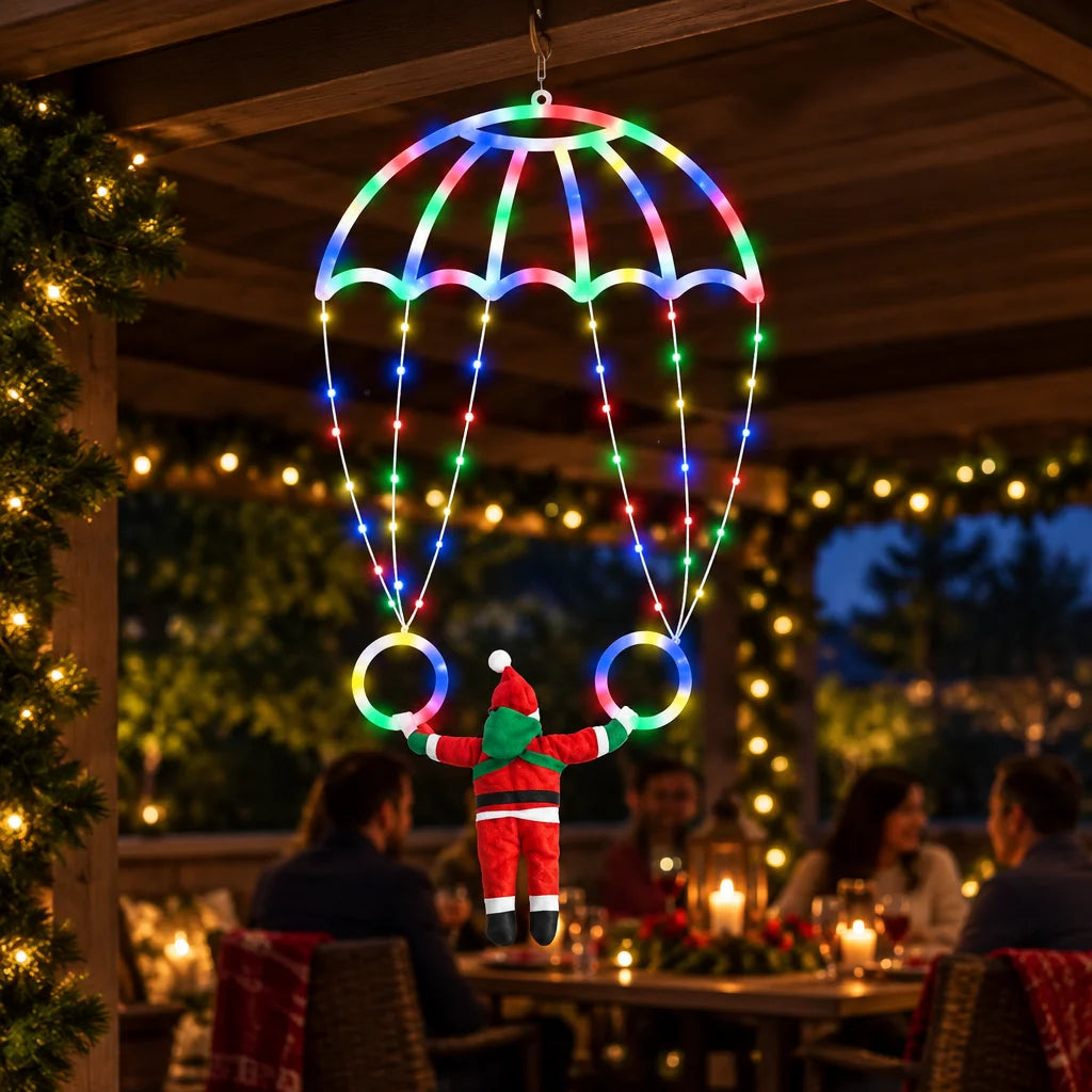Skyward parachute pendant charm – glowing LED Christmas hanging ornament