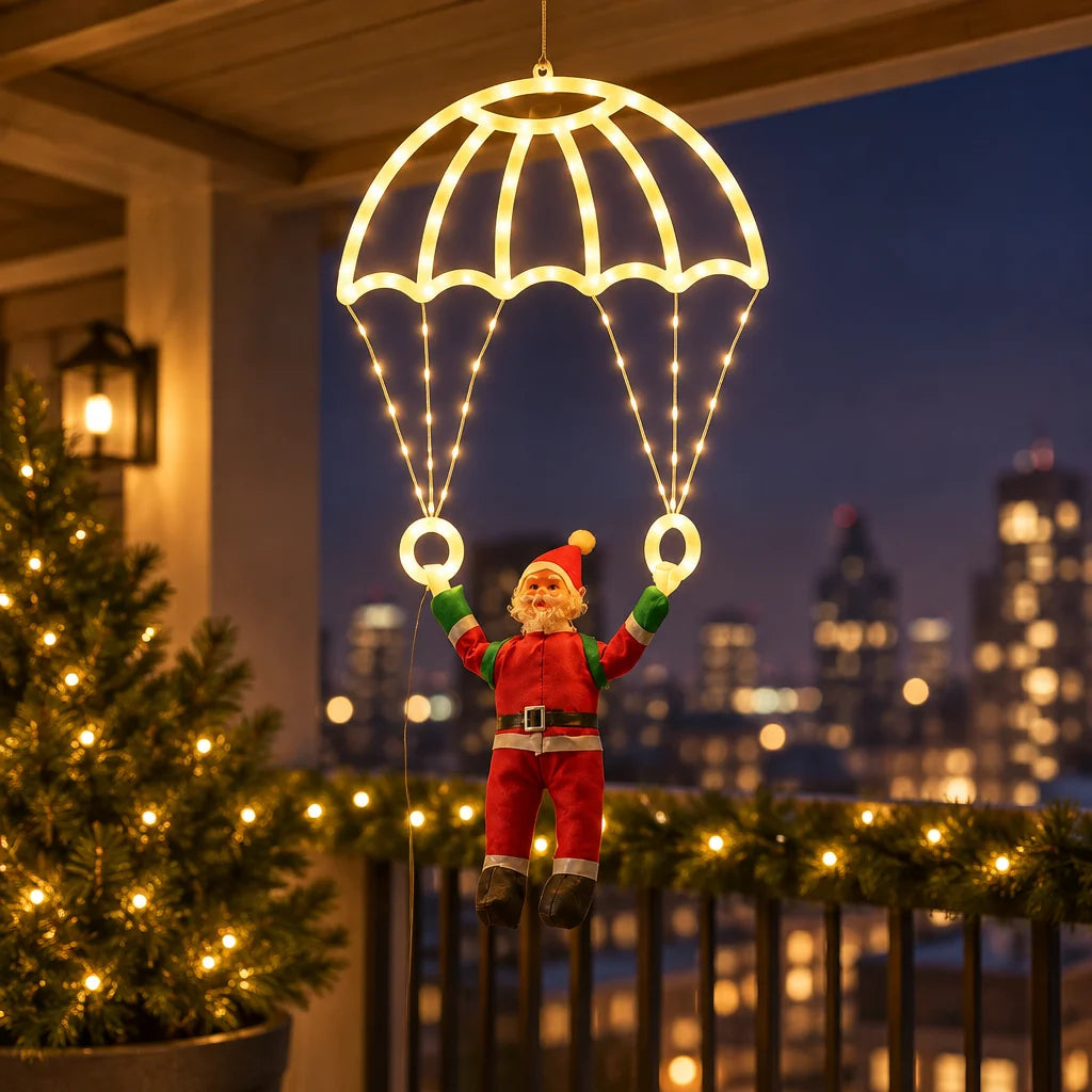Skyward parachute pendant charm – glowing LED Christmas hanging ornament