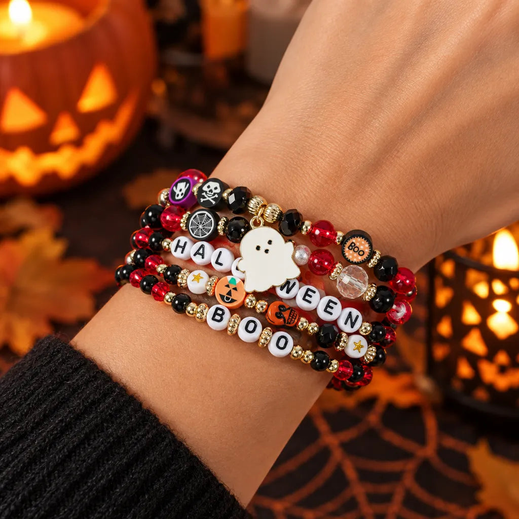 Spooky Charm Halloween Beaded Bracelet