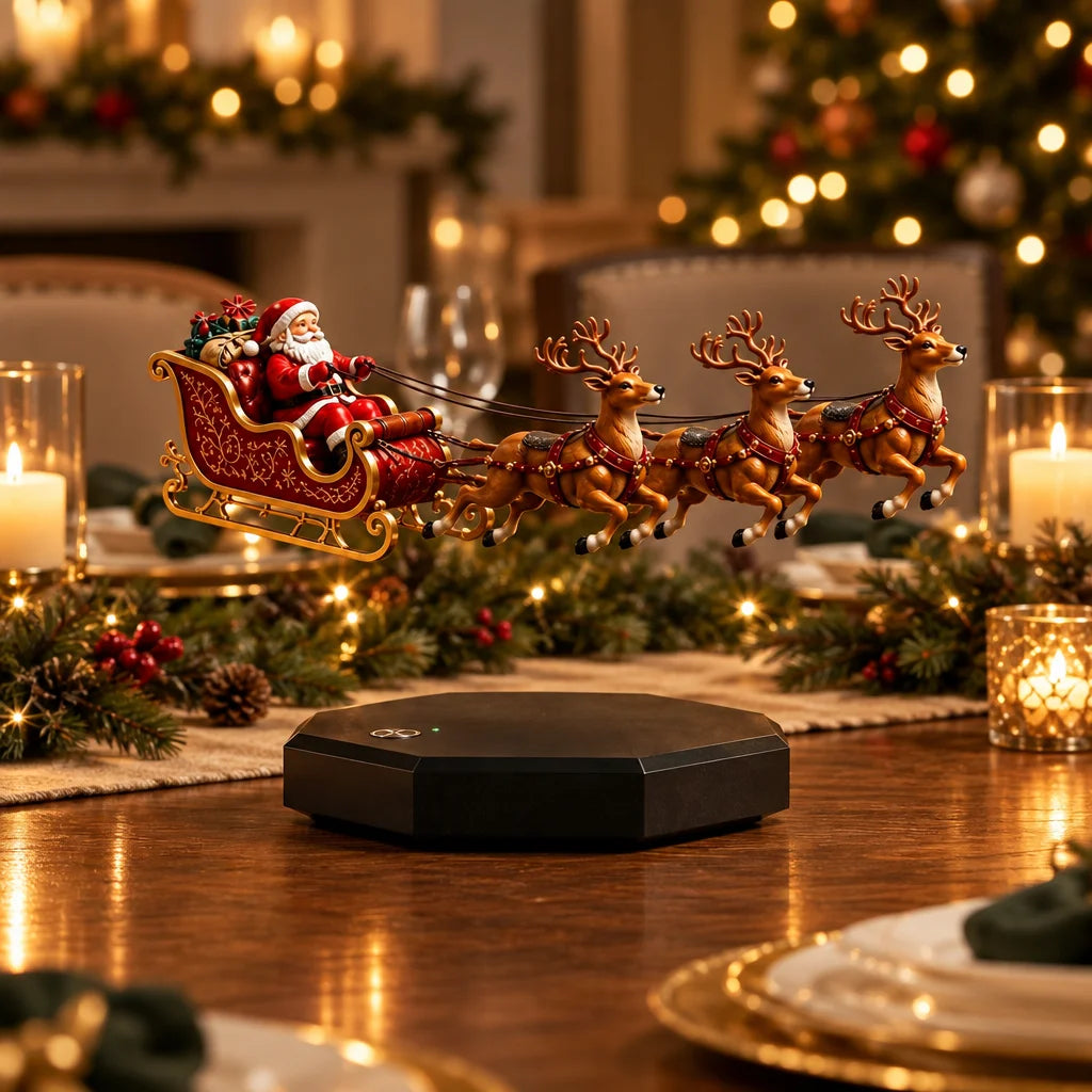 Santa's magical levitating sleigh Christmas decoration – floating holiday display