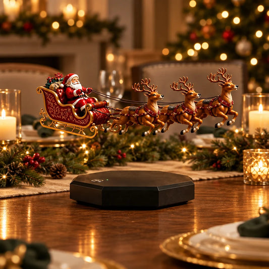 Santa's magical levitating sleigh Christmas decoration – floating holiday display