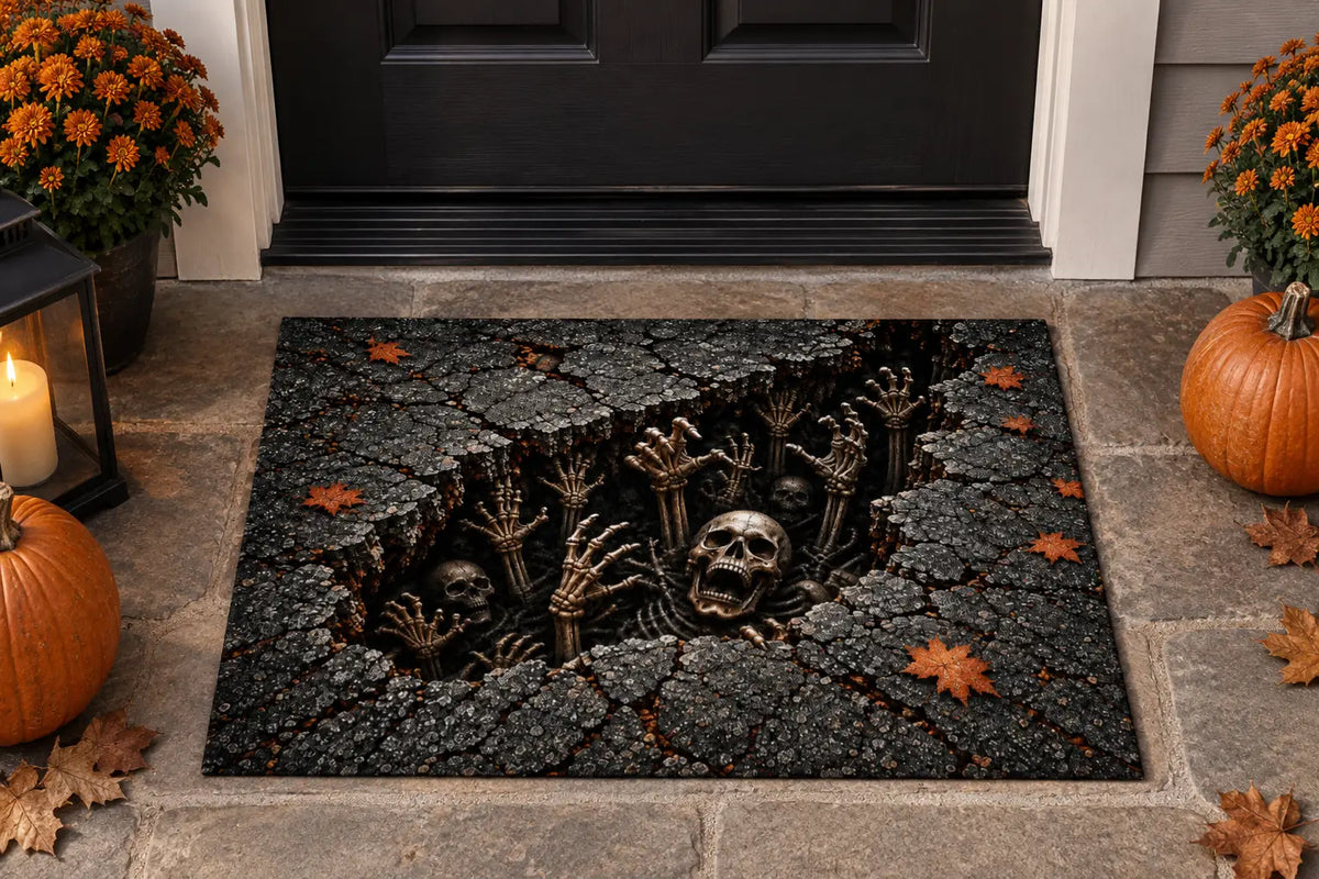 Creepy 3D illusion Halloween door mat – spooky welcome mat