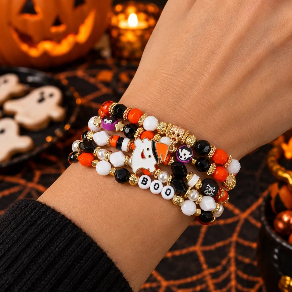 Spooky Charm Halloween Beaded Bracelet
